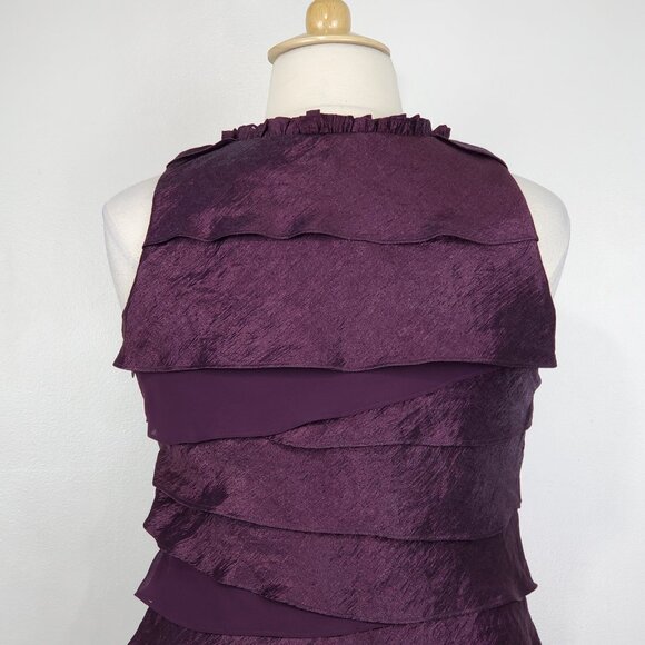 S.L. Fashions Embellished Tiered Layered Sheath Purple Cocktail Dress Size 14 - Picture 11 of 16